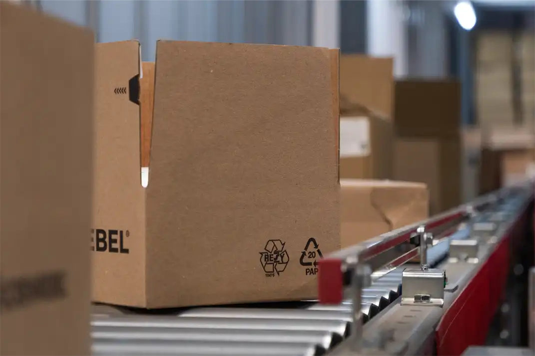 Kartons auf einem Förderband