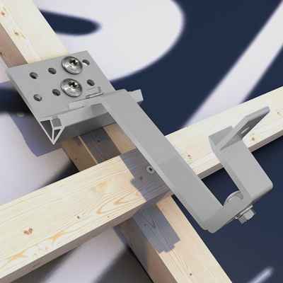 INTRA-TEC Solar-Dachhaken A2 Edelstahl (1.4301) – 3-fach Verstellbar, Für Hohe Schnee- & Windlasten – PV-Montage Auf Steildächern – Stiel 6 Mm, 175x145 Mm – Rostfrei & Vormontiert