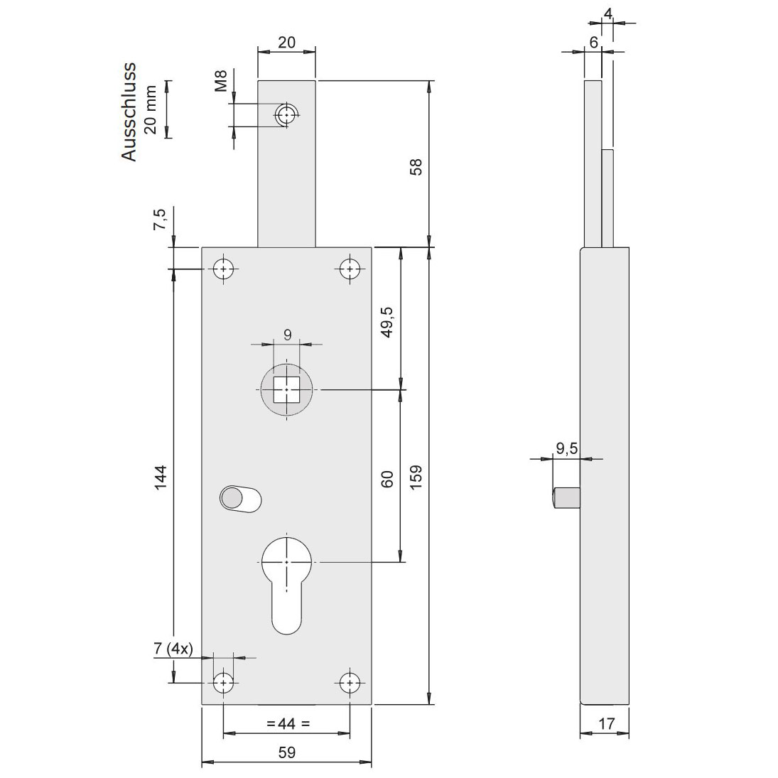 Garagentorschlösser oben schließend
